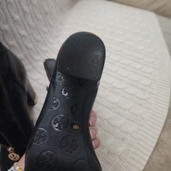 Tory Burch Black Leather 4.25"  Heeled Boots - Picture 11 of 12